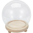 thumbnail image 6 of Round Glass Cloche Ball Jar Dome with Wooden Base Clear Glass Display Pedestals, 6 of 9