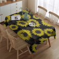 thumbnail image 2 of Black Sunflower Pattern Rectangle Tablecloth 60"x84",Waterproof Polyester Rectangle Table Cloth, Wipeable Spillproof Polyester Tablecloth for Dining, Camping, Indoor and Outdoor, 2 of 5