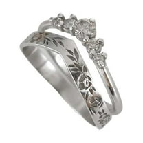 Guodhu Stackable Rings for Women Set Dainty Trendy Gold Silver Rose Gold Plated Statement V-Shaped Flower Ring Cubic Zirconia Fashion Ring Jewelry Elegant Wedding,Anniversary