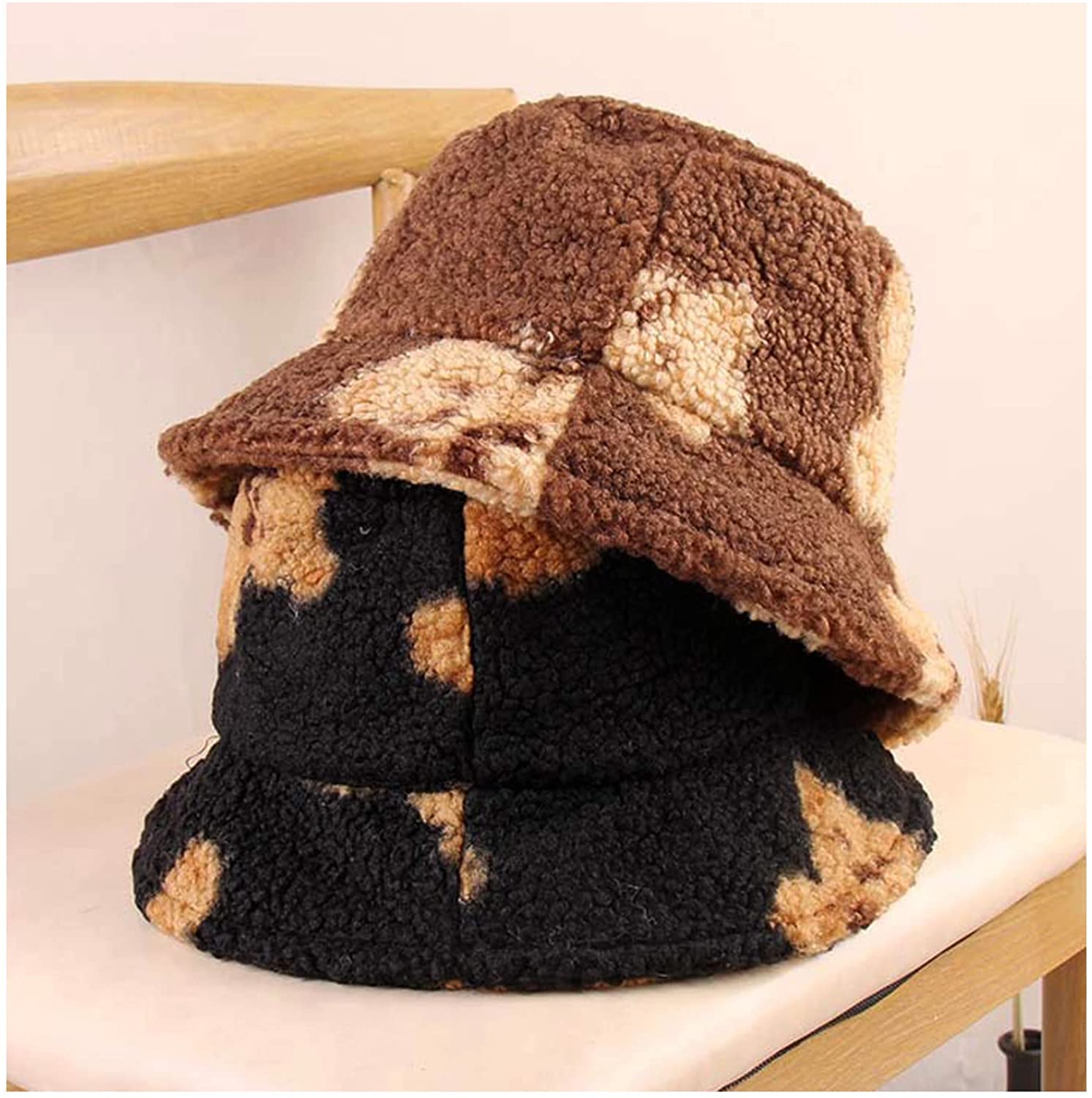 Winter Plush Bucket Hat Women Bear 