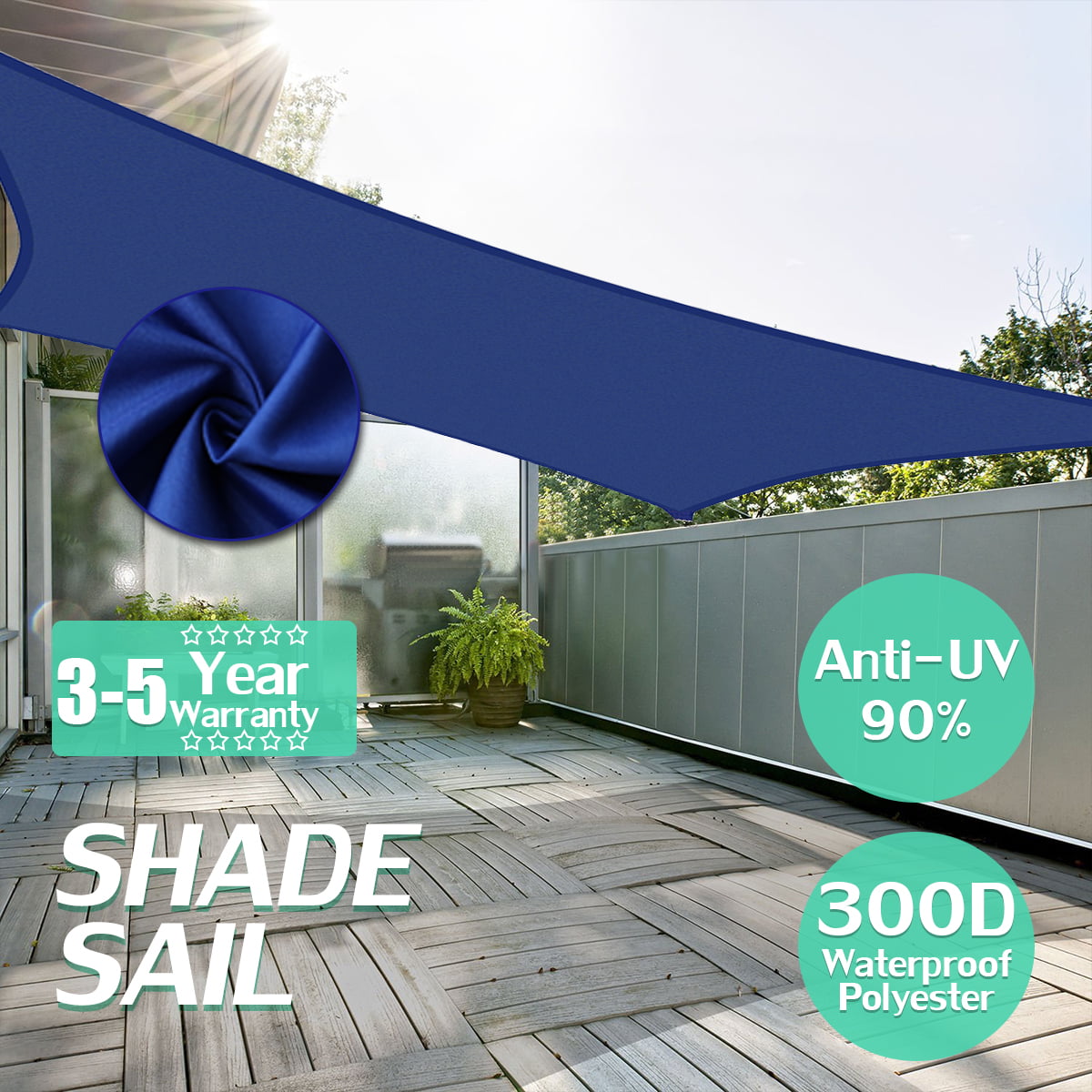 300D 280GSM Sun Shade Sail Waterproof Outdoor Top Canopy Patio UV Fabric