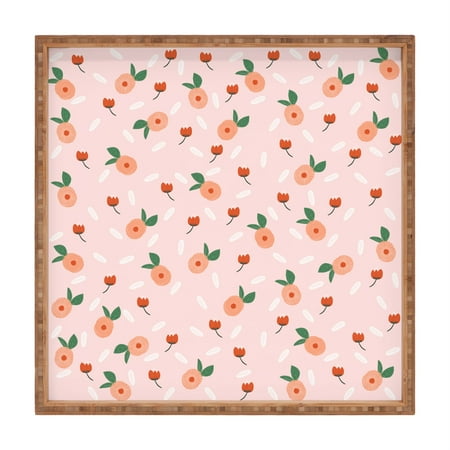 

Society6 Hello Twiggs Peaches And Poppies Large Square Bamboo Tray 16 x 16