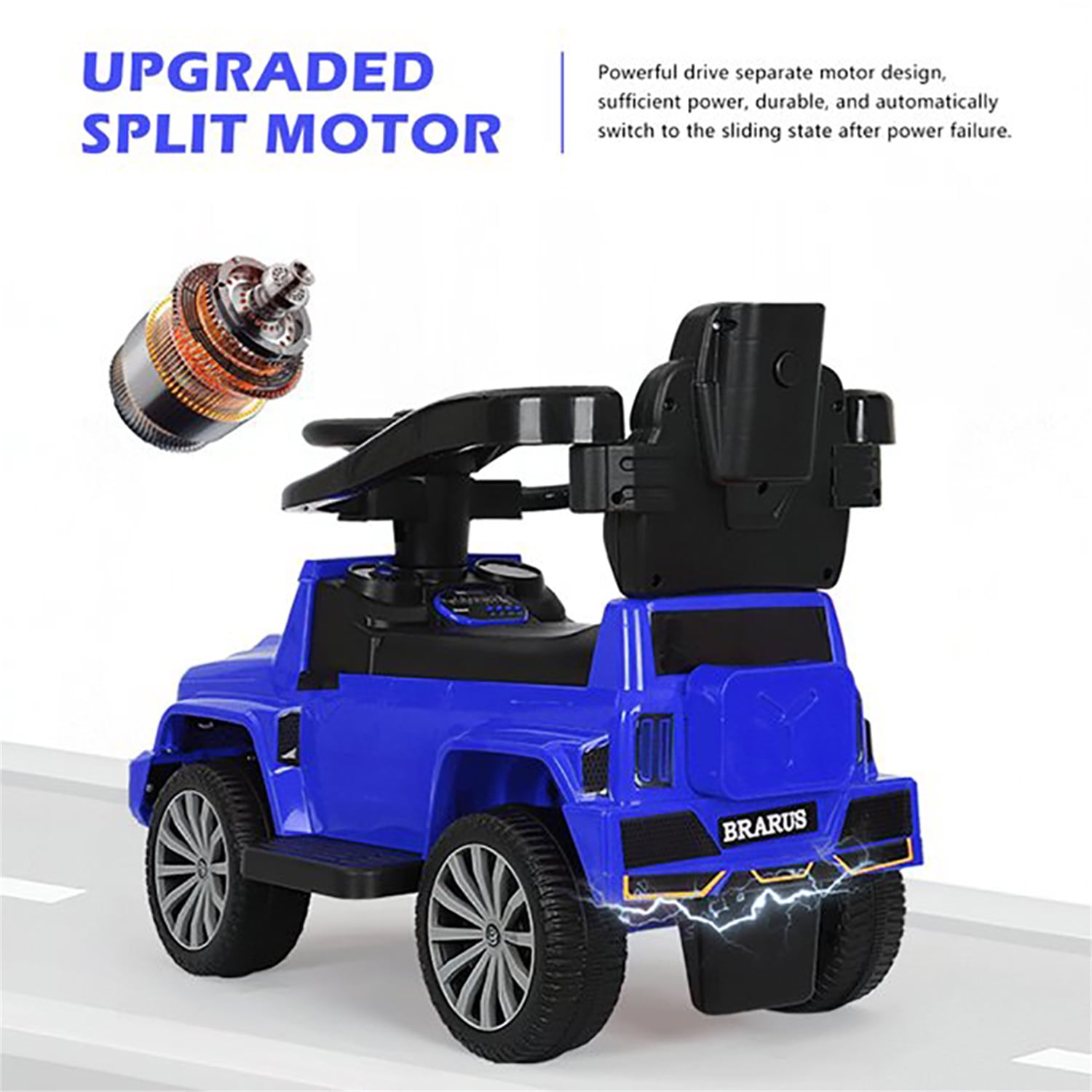 CIPACHO Licensed Mercedes Kids Ride On Push Car, Foot-to-Floor Walking Sliding Toy Car for Toddler with Working Horn, Music, Storage, Blue