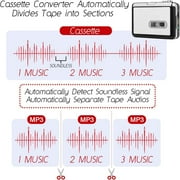 Reshow Portable Cassette Player USB to MP3 Converter, Tape Digital Converter, Built-in Speaker, White