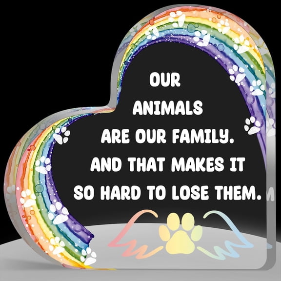 Rainbow Bridge Decor Sign, Pet Memorial Gifts for Women Men, Dog Cat Passing Away Remembrance Keepsake, Sympathy Condolences Acrylic Plaque Decorations for Desk Shelf
