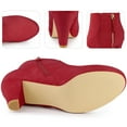 thumbnail image 3 of Unique Bargains Women's Platform Round Toe Chunky Heel Ankle Boots Red 6.5, 3 of 7