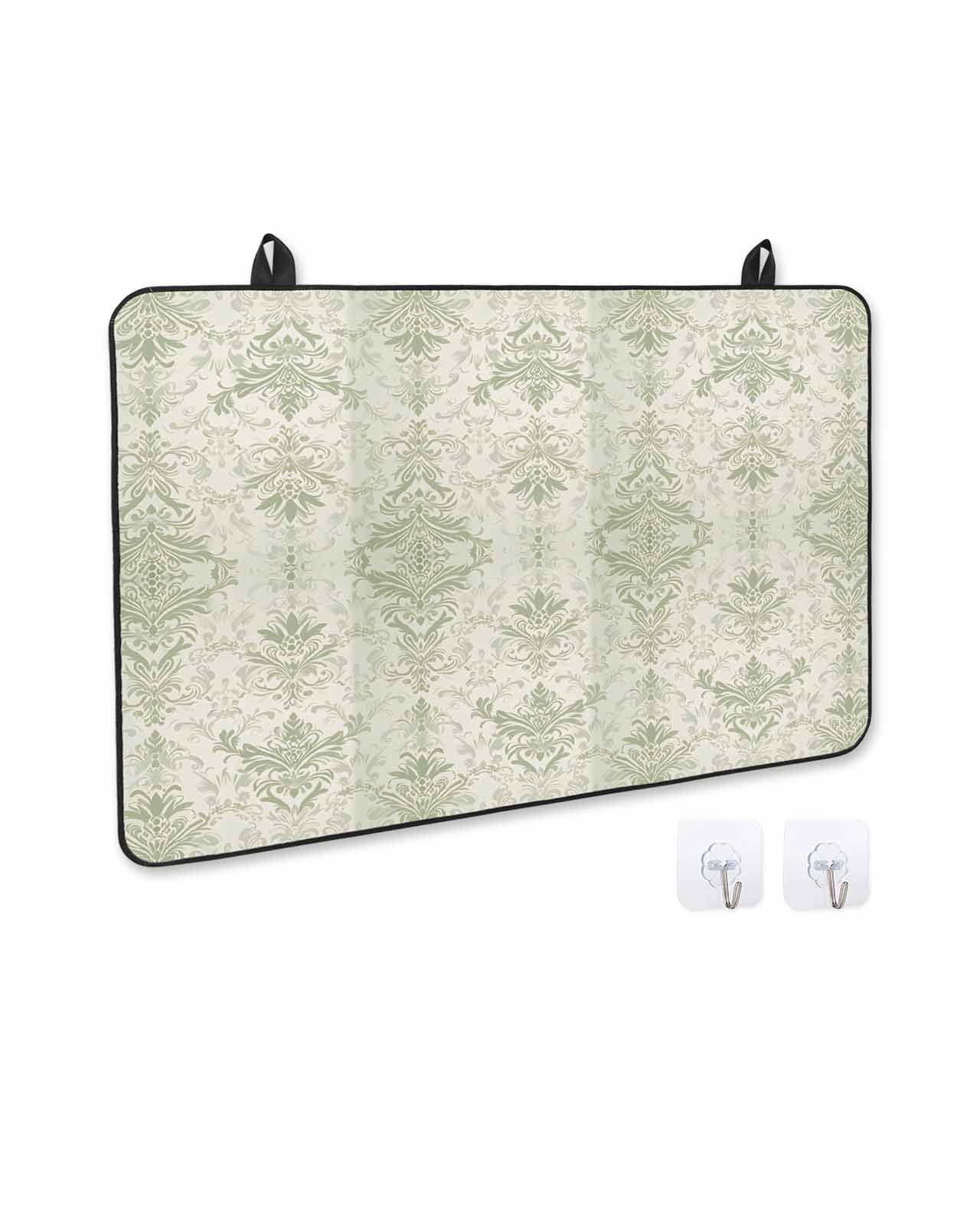 nqOlkjepod Large Induction Cooktop Protector Mat 24"x21", Sage Green Floral Boho Stove Top Covers for Electric Stove, Vintage Ethnic Tribe Abstract Art Stove Burner Cover Mats, Glass Top Stove Cover