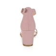 thumbnail image 2 of BLISSFUL STEP Women's Shoes Open Toe Mid Block Heel Ankle Strap Faux Suede Sandals Light Pink 6, 2 of 8