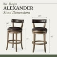 thumbnail image 3 of Maven Lane Alexander 31" Swivel Bar Stool – Kitchen Stool in Walnut Finish & Marksman Saddle Vegan Leather Upholstery - 180° Swivel, Nailhead Trim – Wooden Chair for Kitchen Islands, Set of 3, 3 of 7