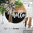 thumbnail image 5 of Hello Door Sign - Round Welcome Sign for Front Door, Welcome Wreath Sign Hanging Farmhouse Door Sign for Front Door Porch Decor with Eucalyptus Buffalo Bow Beads for Home Decoration Housewarming Gift, 5 of 7