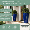 thumbnail image 6 of FIASON 2 Pack 21 Inch Tall Planters, Glossy Ceramic Blue Plant Pots with Drainage Hole & 2-in-1 Saucer, Large Indoor Outdoor Flower Pots for Front Porch Patio Balcony, 6 of 11