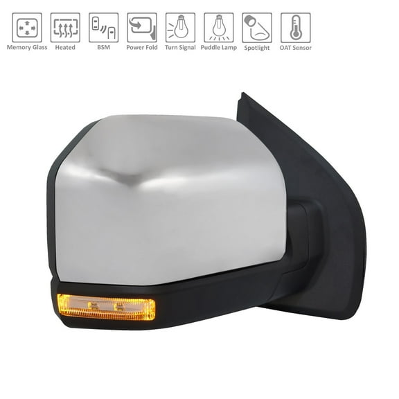 New Aftermarket  Premium Fit Chrome Passenger Side Door Mirror JL3Z17682NC fits 2019-2020 Ford F-150