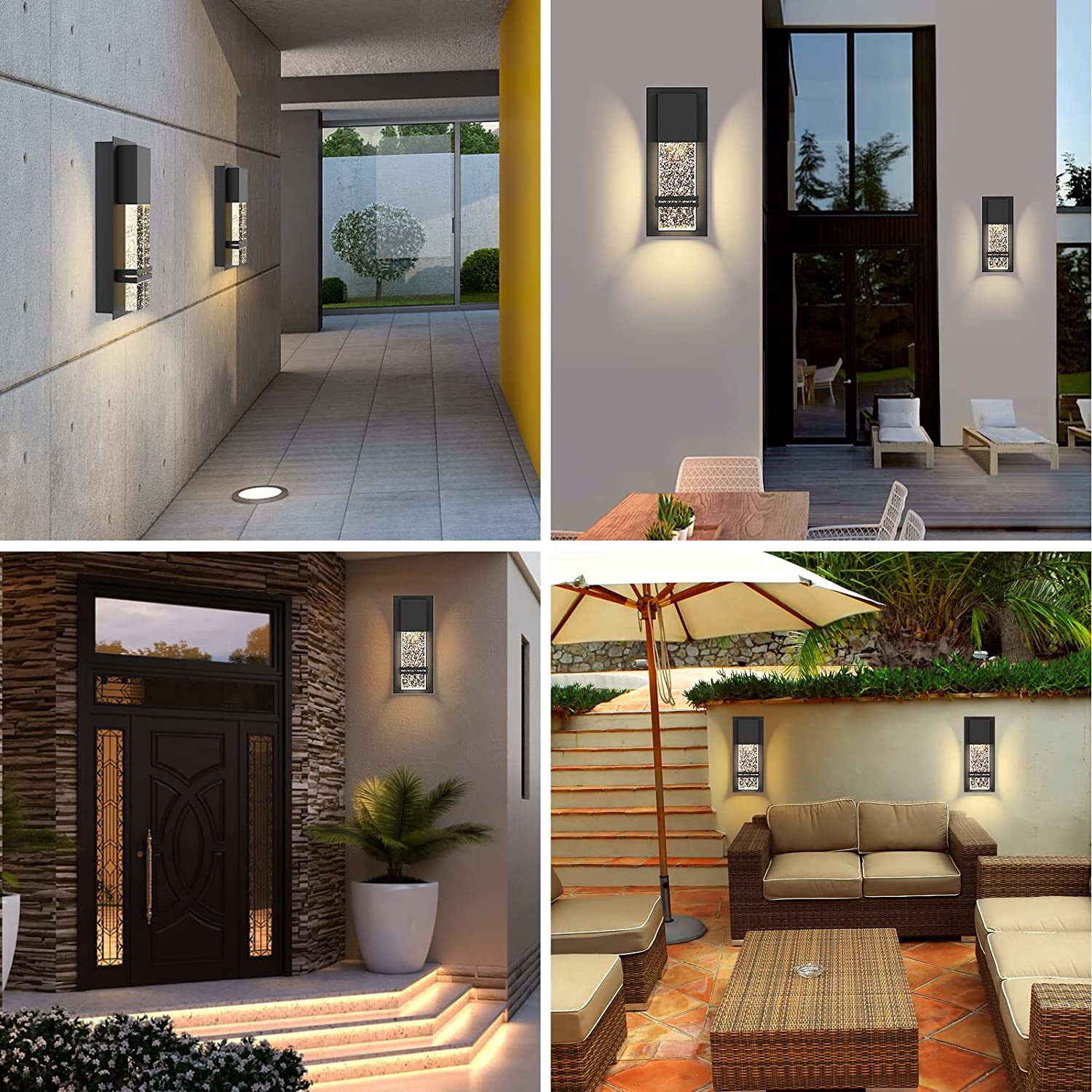 Rottogoon Modern LED Integrated Outdoor Wall Light Porch Sconce with Crystal Bubble Glass