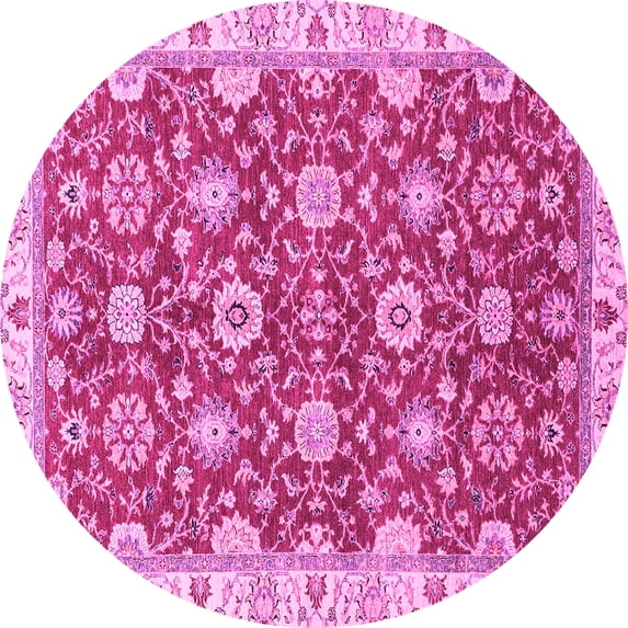 Ahgly Company Indoor Round Oriental Pink Traditional Area Rugs, 3' Round