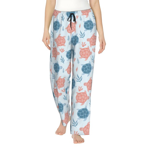 Balery Sea Turtle Pantalones de pijama para mujer, pijamas ultraligeros, pantalones de estar por casa-Medium