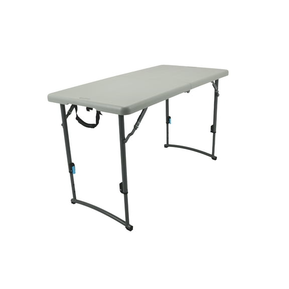 Hampden Furnishings Derek Collection 24"x48" Adjustable-Height Fold-in-Half Table, Indoor/Outdoor, 22"-35", Speckled Grey