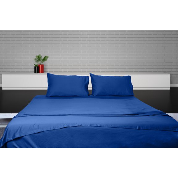 Egyptian Cotton Sheet Set | Sheet Set Cal-King Size | 4 Piece Sheet Set | Bed Sheet Set | Wrinkle & Fade Resistant | Royal Blue Sheet Set | 600 TC 15 Inch Dp Comfy Bedding Set !!