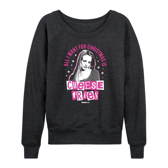 Mean Girls - Christmas Cheese Fries Lightweight French Terry Wide Neck Long Sleeve Graphic Shirt