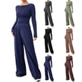 thumbnail image 7 of Yokua Two-piece women's long-sleeved travel suit, comfortable home wear, loose pants, casual sports suit, 7 of 7