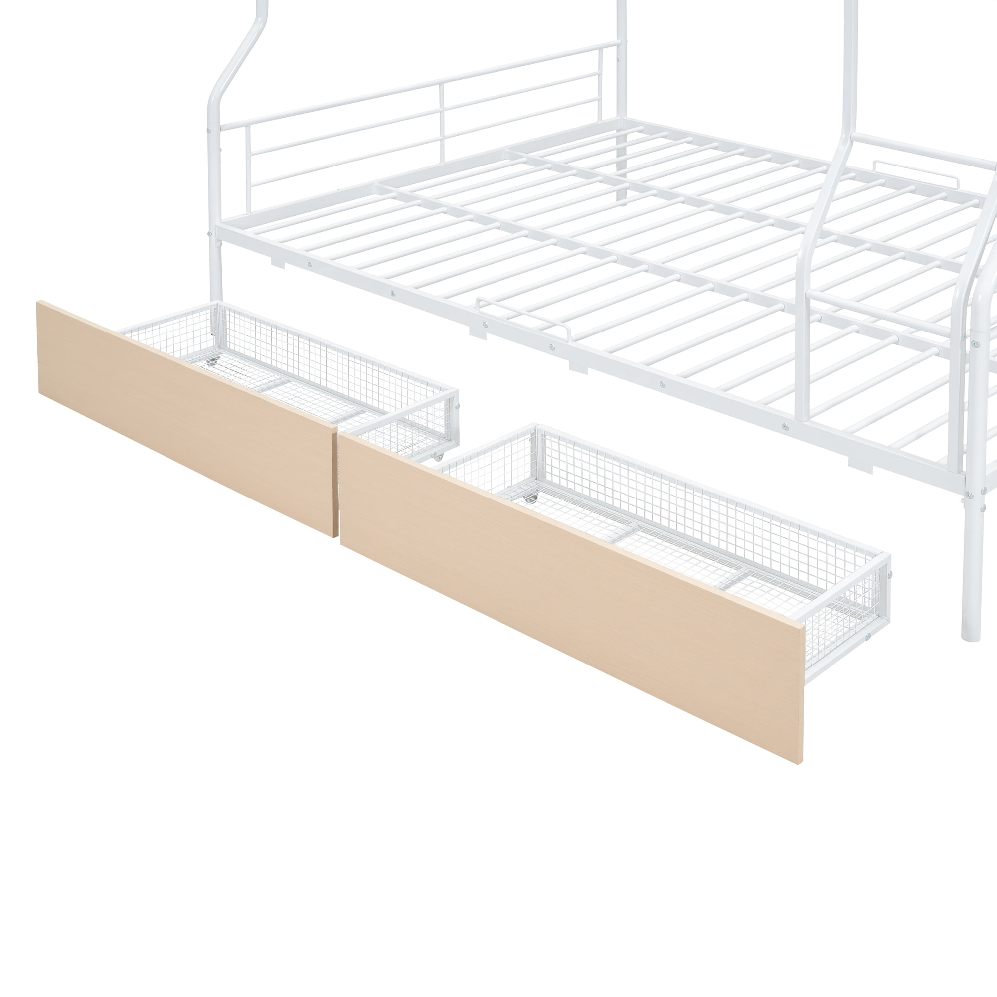 Aukfa Full XL over Queen Metal Bunk Bed with 2 Drawers for Teens, Adults, Dorm, White