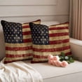 thumbnail image 2 of Vintage American Flag Outdoor Waterproof Pillow Covers, Farmhouse Shabby Retro Red Blue Decorative Square Throw Pillowcase Sofa Cushion Sham for Patio/Couch/Chair, 16"x16" 2 Pack, 2 of 8