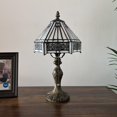 thumbnail image 5 of Tiffany Mini Table Lamp White Hexagon Stained Glass LED Bulb Included for Living Room Dining Room Bedroom Bedside 8" D*8" W*15" H, 5 of 6