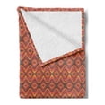 thumbnail image 2 of Geometric Soft Flannel Fleece Throw Blanket, Folk Horizontal Traditional Stripes Wavy Hippie Print, Cozy Plush for Indoor and Outdoor Use, 50" x 60", Dark Coral Dried Rose, by Ambesonne, 2 of 5