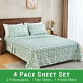 thumbnail image 3 of Gogreen 4PC Deep Pocket King Sheet Set Fit 16", Breathable Microfiber Soft King Size Sheet Set, Hotel Style Bed Sheet Set, Gift for Women, Men - White Flowers Green Background, 3 of 25