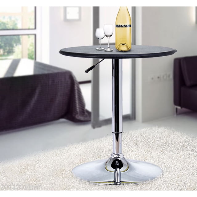Table de Bar Moderne Style Pub Réglable avec Revêtement en Vinyle et Pivotement à 360° - Noir