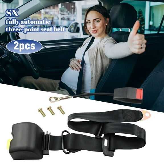 Kepeak Universal Seat Belt 3 Point Adjustable Belts Harness Kit for Go Kart, Club Golf Cart in Black