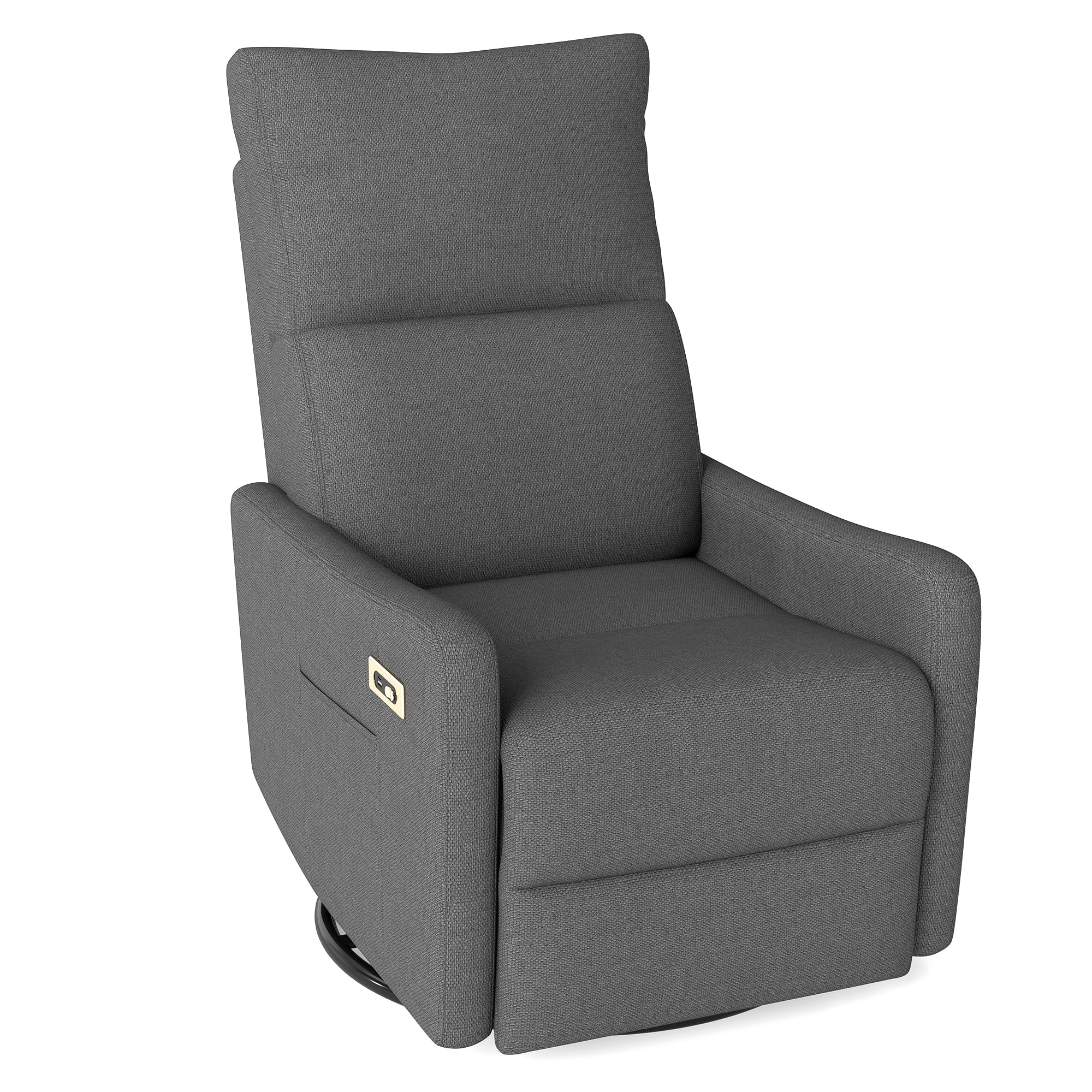 Leumius Swivel Recliner Chair,270° Swivel Rocker Chair for Adults,Small Rocking Recliner for Small Spaces, Upholstered Fabric Glider Recliner Nursery,Living Room Chair,Theater SeatingDark Gray