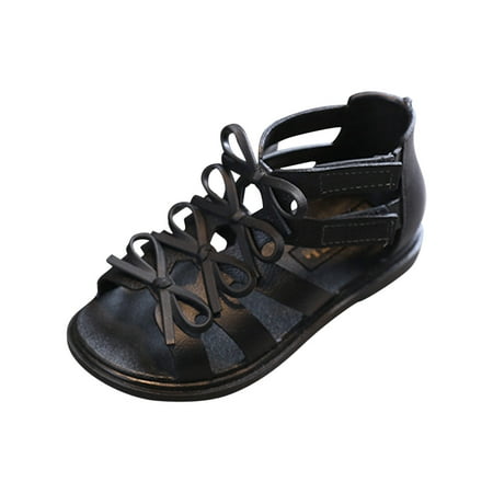 

DxhmoneyHX Toddler Girls Summer Sandals Strappy Open Toe Gladiator Sandals Bow Lightly Ankle Strap Flat Shoes (Little Kid Big Kid)