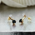 thumbnail image 3 of Gem Stone King 14K Yellow Gold Stud Earrings Round Onyx Moissanite (0.64 Cttw), 3 of 5