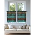 thumbnail image 4 of Vintage Teal Stripe Tier Curtains 36 Inch Length, Sheer Curtains for Bedroom Living Room Window Farmhouse Shabby Turquoise Rod Pocket Drapes Kitchen Curtains Small Half Window 27.5"x36" 2 Panels, 4 of 6