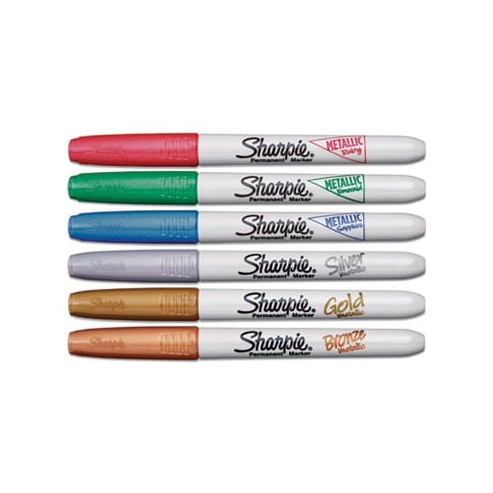 Sharpie Metallic Fine Point Permanent Markers Bullet Tip, Blue-Green-Red,  6/Pack 