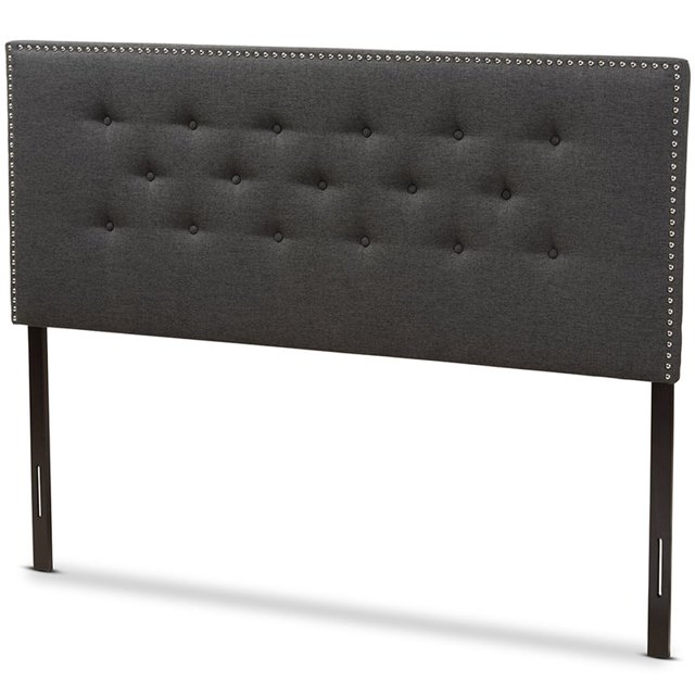 Baxton Studio Tête de Lit King Tuftée Windsor en Tissu Gris Foncé