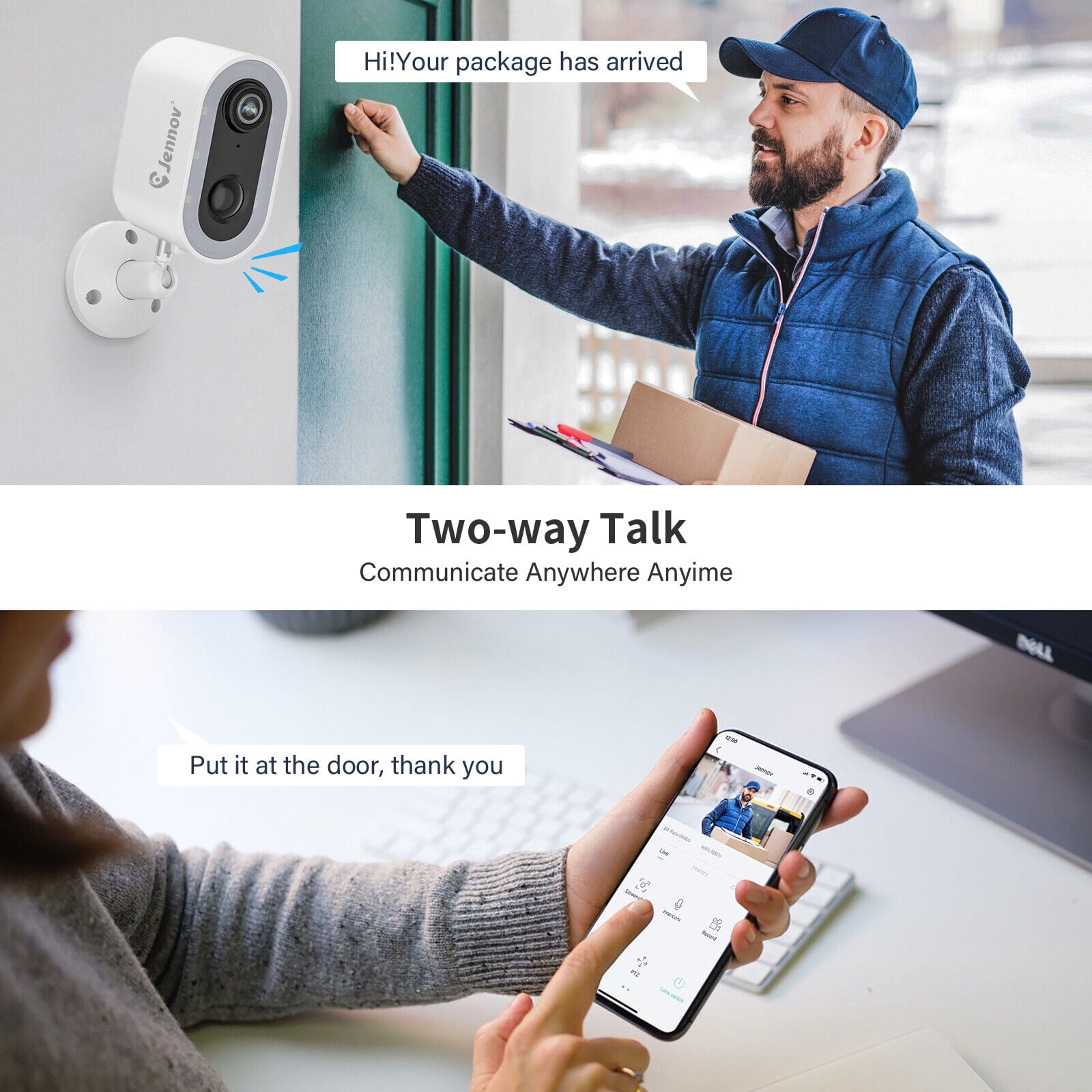 Jennov 2K Security Cameras Wireless Outdoor, 2.4G WiFi Battery Powered with Solar Panel, Motion detection, Night Vision