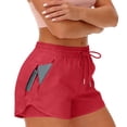 thumbnail image 2 of Lyrcatrment Women Gym Shorts Quick-Dry 2 In 1 Elastic High Waisted Drawstring 4 Pockets Summer Casual Lightweight Workout Athletic Short, 2 of 9