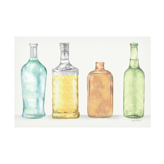 Canvas Wall Art - Jean Plout 'Glass Bottles A' Wall Art for Living Room, Bedroom, or Office Décor by Trademark Fine Art - 19 x 12 Inches