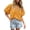Orange Yellow, variant on PRETTYGARDEN Women's Summer Tops Dressy Casual Short Lantern Sleeve V Neck Buttons Hollow Out Lace Embroidered Blouses Shirts