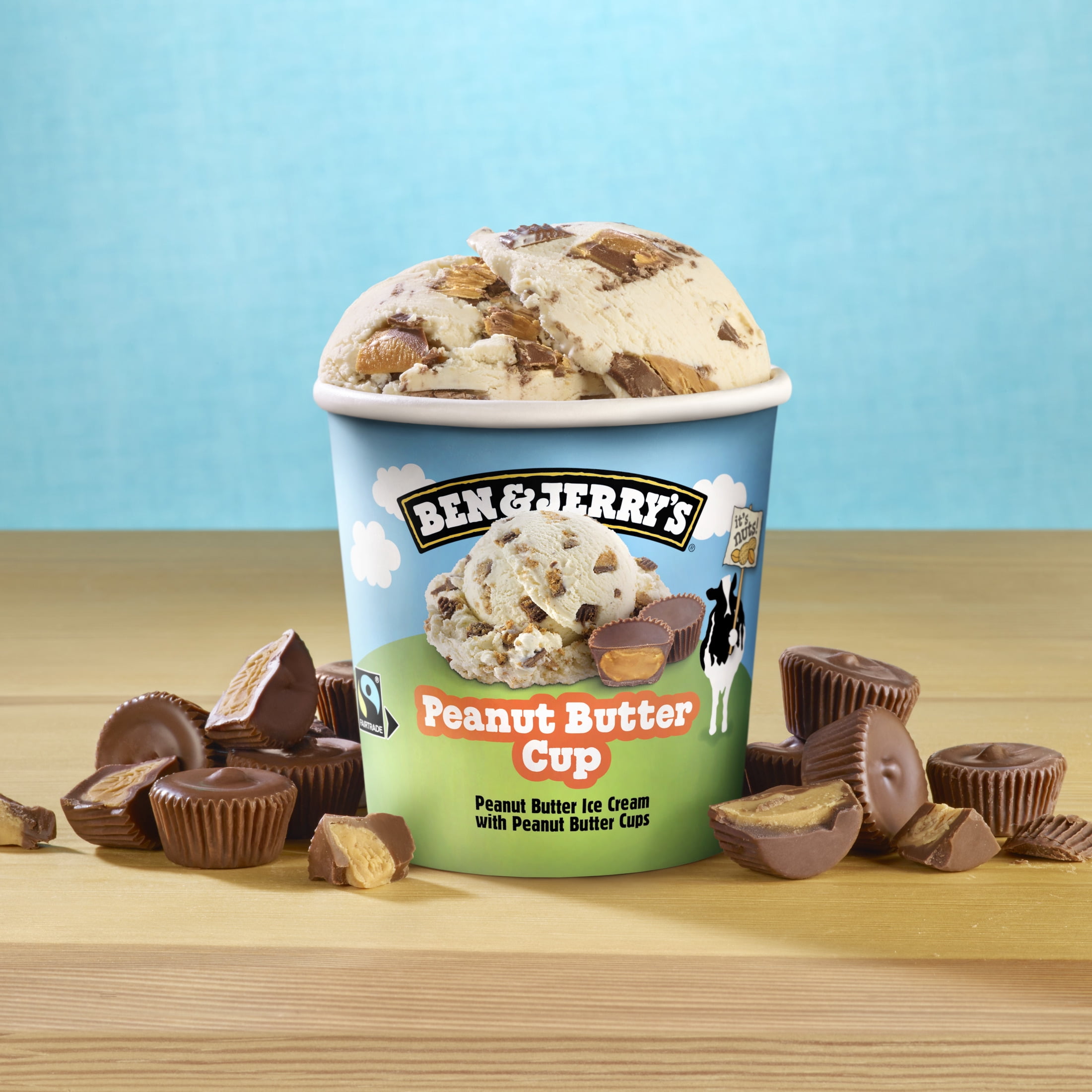 Ben & Jerry's Non-GMO Gluten-Free Peanut Butter Cup Ice Cream Cage-Free Eggs, 1 Pint