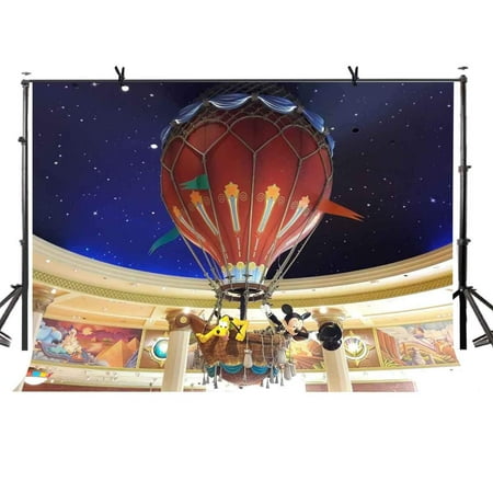 Image of ABPHOTO Polyester 7x5ft Hot Air Balloon Backdrop Cute Cartoon Image Hot Air Balloon Photography Background and Studio Photography Backdrop Props