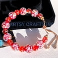 thumbnail image 2 of Glow in The Dark Firefly Beads Bracelet, Handmade in USA, Lily Flower Luminous Murano Glass Beads Jewelry (Red), 2 of 8