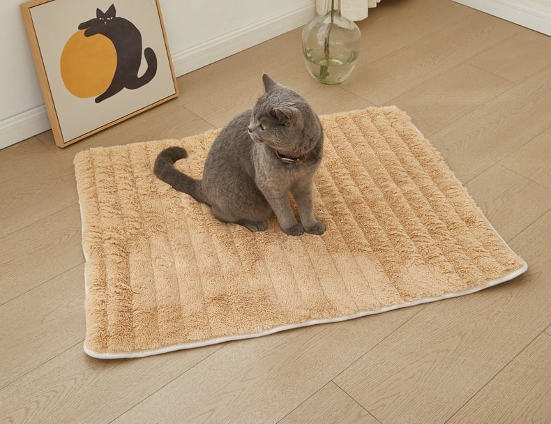Zhuge Thermal Insulated Pet Mat, Washable for Cats, Outdoor Cat House & Indoor Warmth Pad - Khaki, 70x100cm, 1 Piece