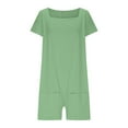 thumbnail image 3 of CheerKidz Women's Solid Color Short Sleeve Jumpsuit Loose Fitting Double Pocket Seam Design for Comfort(Green,XL), 3 of 5