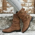 thumbnail image 2 of Women's Mid-Calf Boots Winter Fashion Leather Buckle Comfortable On Footwear for Everyday Wear, 2 of 9