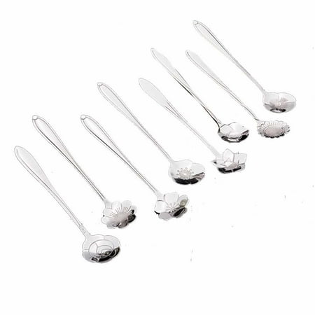 

1pcs/8pcs Stainless Steel Flower Coffee Spoon Metal Soup Dessert Ice Cream Teaspoon Party Kitchen Tools