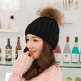 thumbnail image 3 of Eoperou Cozy Oversized Knitted Hat Windproof Thickened Warm Brimless Elastic Fit with Large Fuzzball Knitted Woolen Hat, 3 of 8