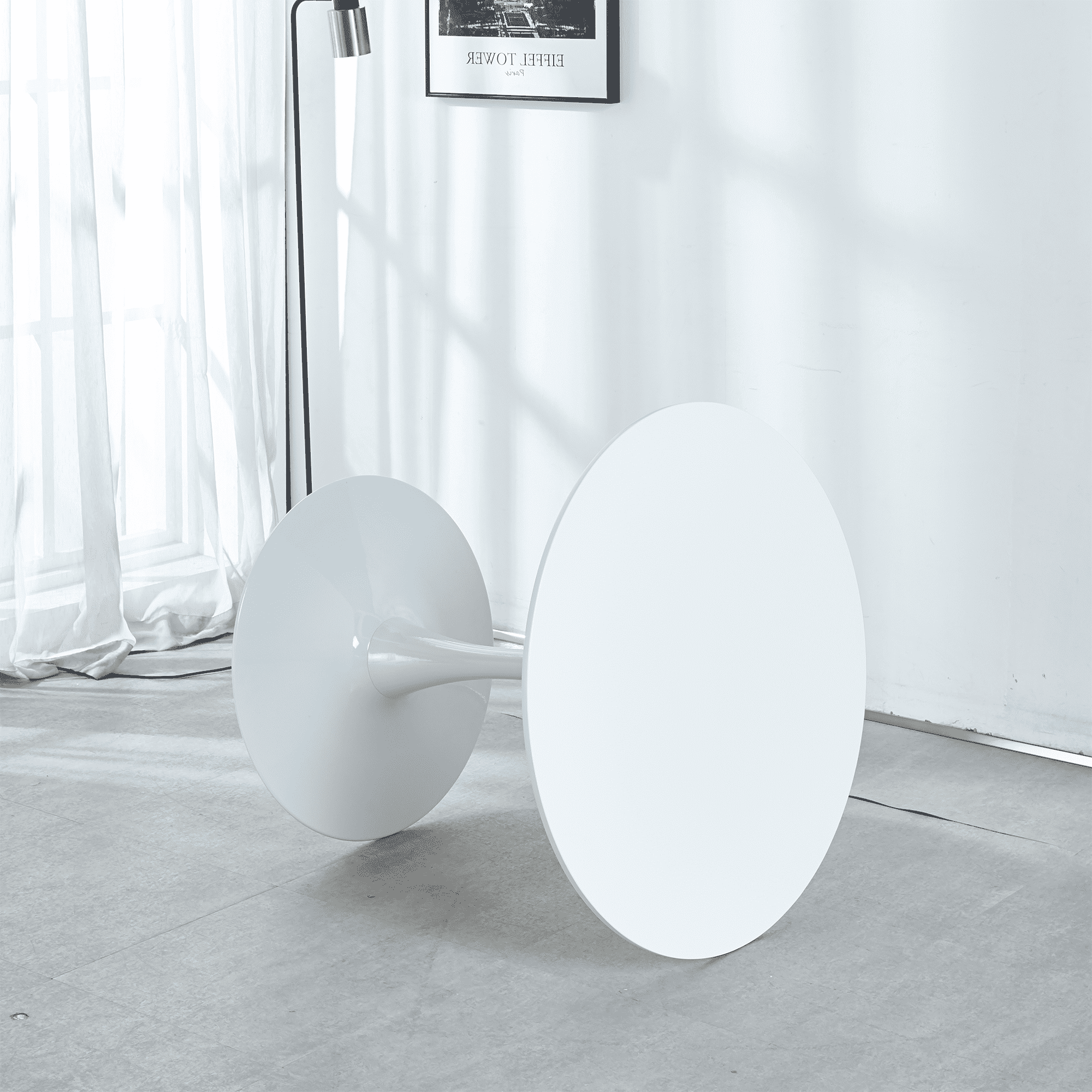 MAYEERTY 31.5" White Tulip Dining Table Retro Seats 2-4 Small Dining