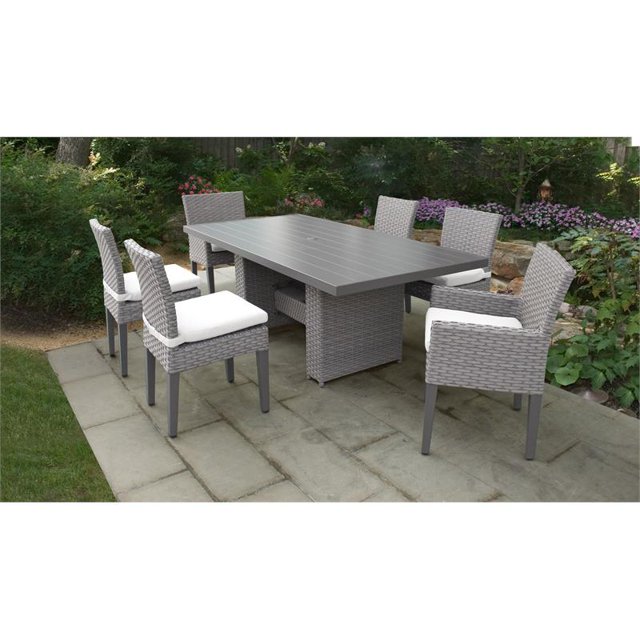 Florence Patio Rectangulaire Table à Manger 4 Chaises Sans Bras 2 Fauteuils